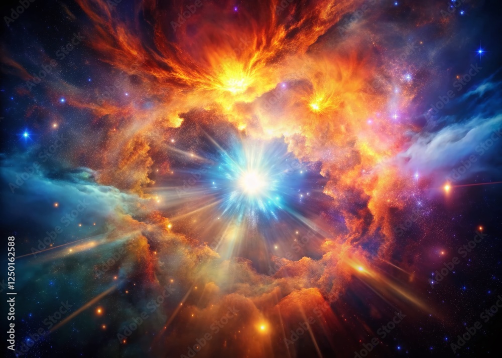 Fototapeta premium Cosmic Starburst Nebula Explosion - Long Exposure Astrophotography