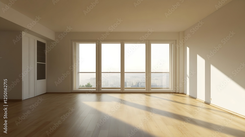 Bright and Spacious Minimalist Modern Room with Open Windows : Generative AI Bright and Spacious Minimalist Modern Room with Open Windows : Generative AI