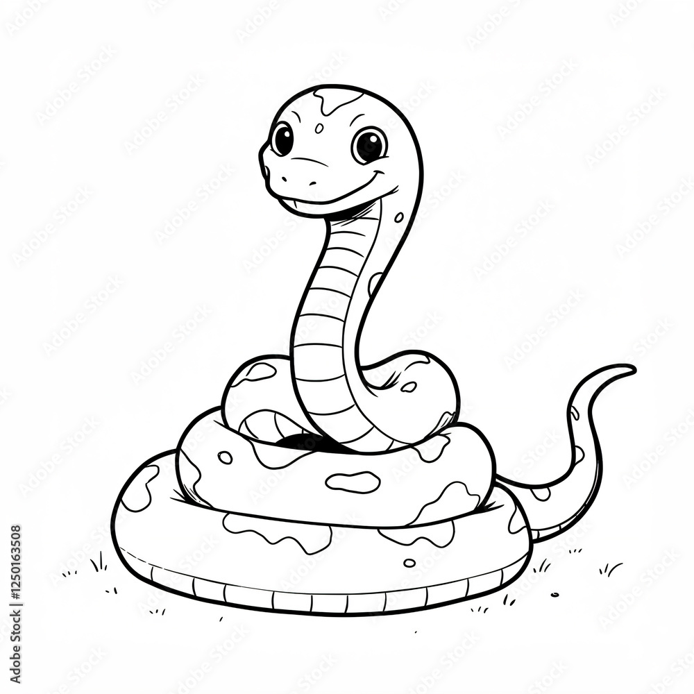 Cartoon illustration of a coiled snake with a friendly face. Cartoon illustration of a coiled snake with a friendly face.