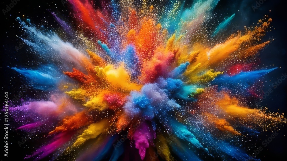 Vibrant Explosion of Colorful Powder in a Dynamic Art Display Vibrant Explosion of Colorful Powder in a Dynamic Art Display