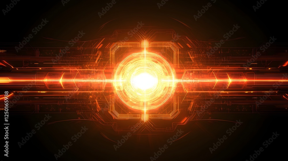 Fototapeta premium Abstract Orange Glowing Technological Circuitry Design