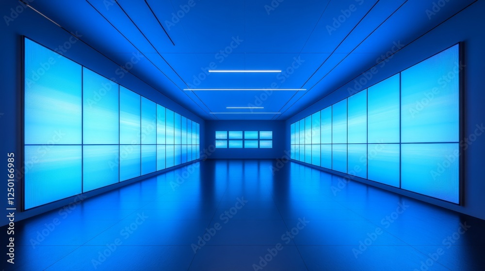 Giant multimedia wall with abstract digital screens, gradient lighting, and futuristic minimalism, symbolizing the fusion of technology and design. Giant multimedia wall with abstract digital screens, gradient lighting, and futuristic minimalism, symbolizing the fusion of technology and design.
