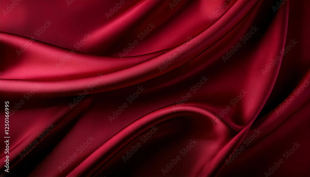 Obraz premium 赤色 布地 絹 シルク サテン 光沢 ドレープ 柔らかい 滑らか 高級感 質感 祝祭的 情熱 愛 血液 美しい Elegance(エレガンス) ファッション デザイン テキスタイル