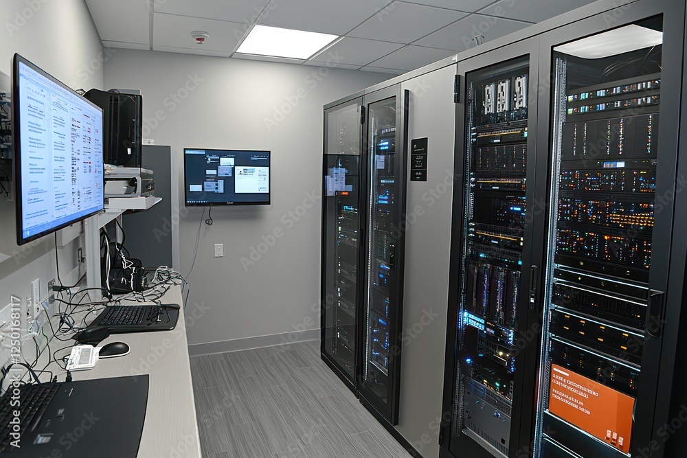 Server room integrated with an educational center for ongoing tech training. Server room integrated with an educational center for ongoing tech training.