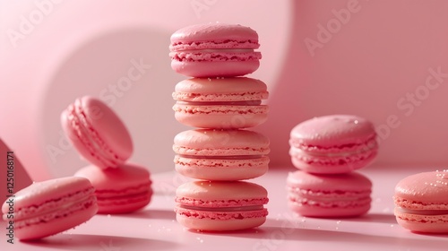 pink macaroons on a wooden table