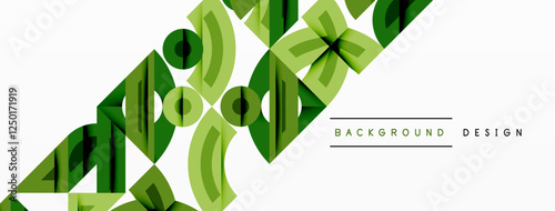 Abstract geometric background shapes forming a modern, symmetrical pattern. Bold contrast, smooth gradients, dynamic composition, futuristic style