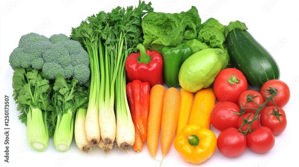 Fresh colorful vegetables and fruits arranged in vibrant pattern on white surface, symbolizing healthy diet and nutrition for digestive wellness and gut health. Fresh colorful vegetables and fruits arranged in vibrant pattern on white surface, symbolizing healthy diet and nutrition for digestive wellness and gut health.
