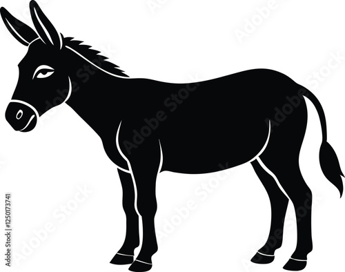 donkey silhouette vector, black donkey silhouette vector illustration on white background