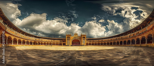 Plaza de Toros Cloudy sky, empty arena, Spain