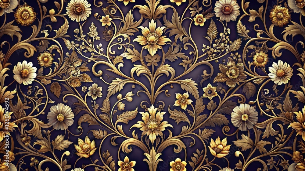 Intricate dark baroque pattern background with intertwining vines and flowers, featuring subtle gold accents and muted color palette , gothic design, intricate patterns Intricate dark baroque pattern background with intertwining vines and flowers, featuring subtle gold accents and muted color palette , gothic design, intricate patterns