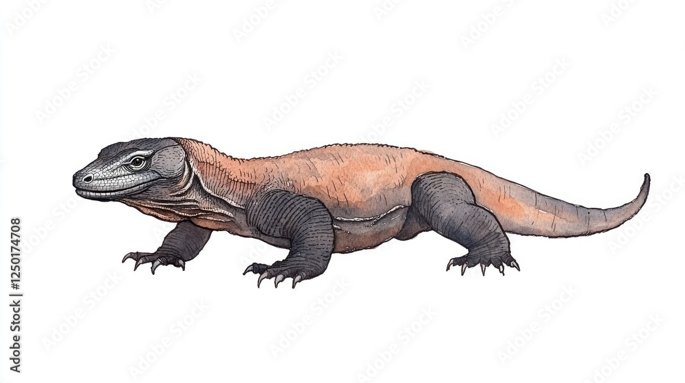 Illustration of a prehistoric reptile-like creature in a natural setting, showcasing its unique features Illustration of a prehistoric reptile-like creature in a natural setting, showcasing its unique features