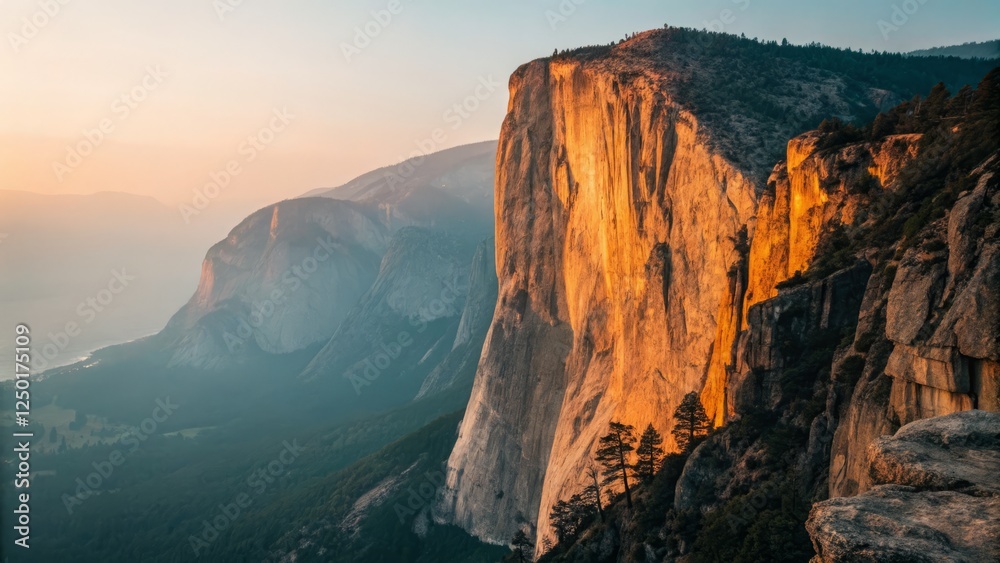 Fototapeta premium Stunning Candid Shot: Nature's Chin, Sun-Kissed Rock Formation