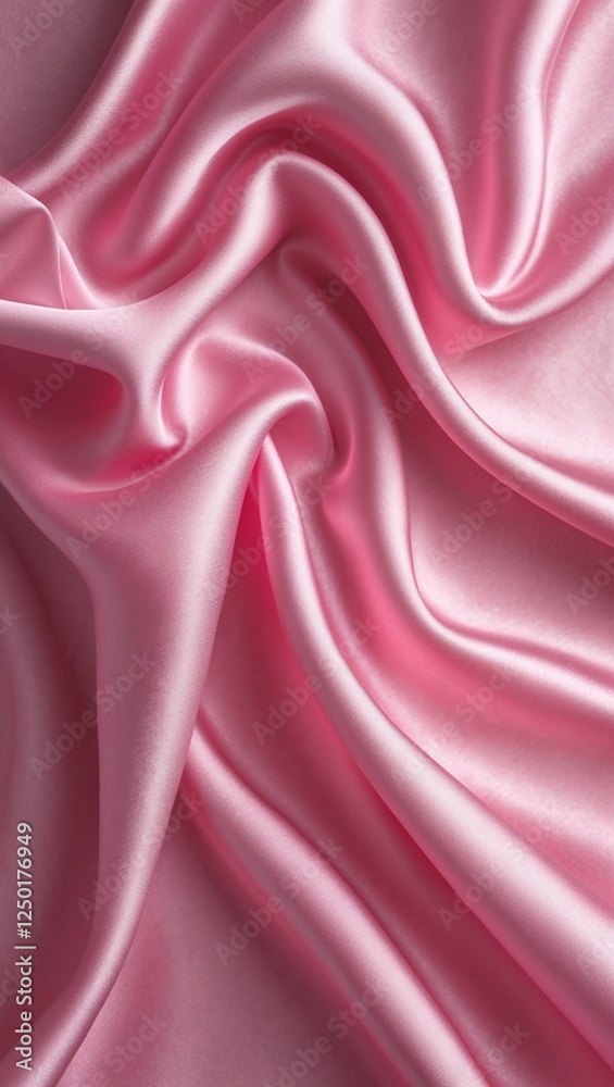 Obraz premium Pink silky shining fabric background, soft wave texture