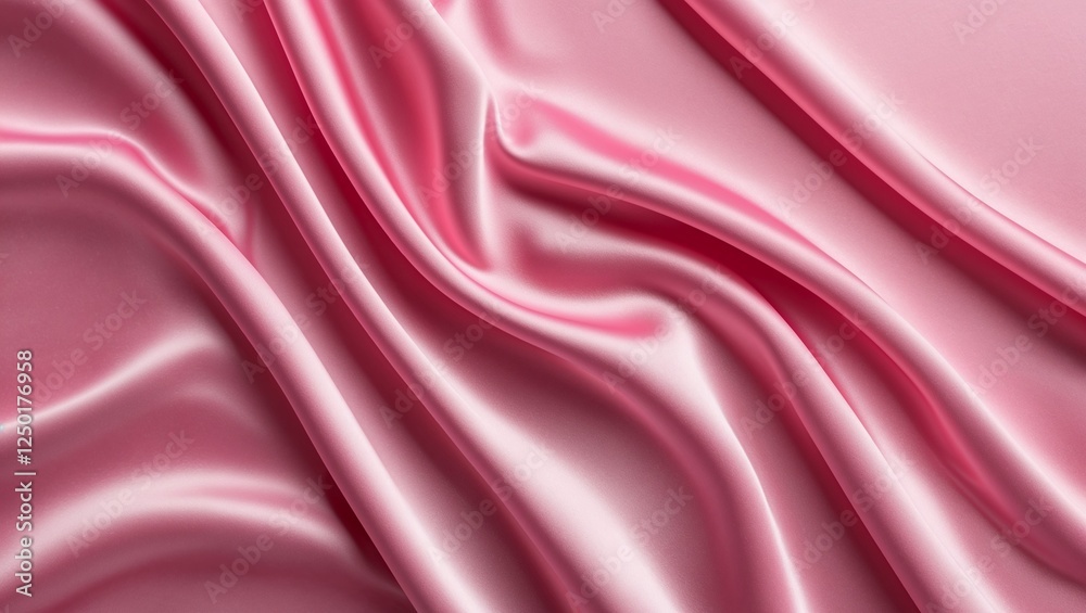 Obraz premium Pink silky shining fabric background, soft wave texture