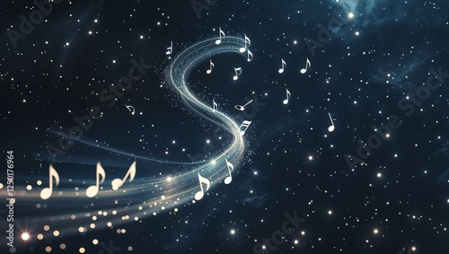 White music notes on dark background 