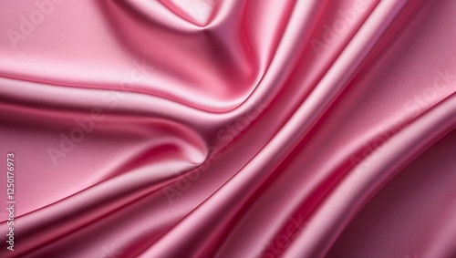 Pink silky shining fabric background, soft wave texture