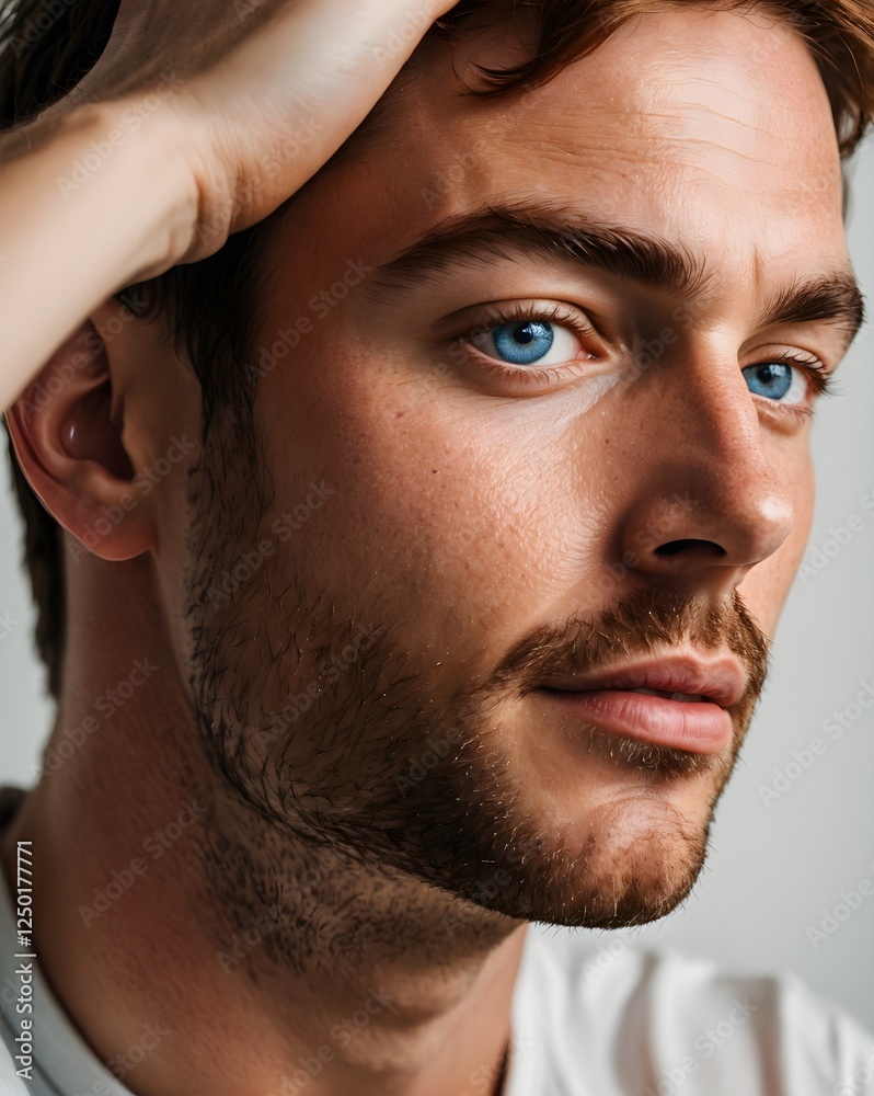 Obraz premium A close up of a man with blue eyes.