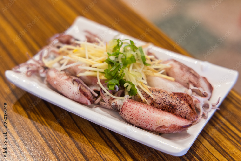 Soft and tender squid after boiling Soft and tender squid after boiling