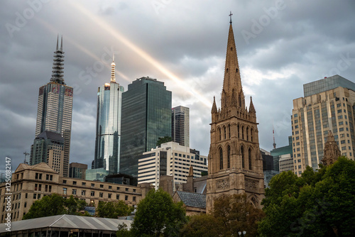 Wallpaper Mural Skyline with a prominent cathedral spire Torontodigital.ca