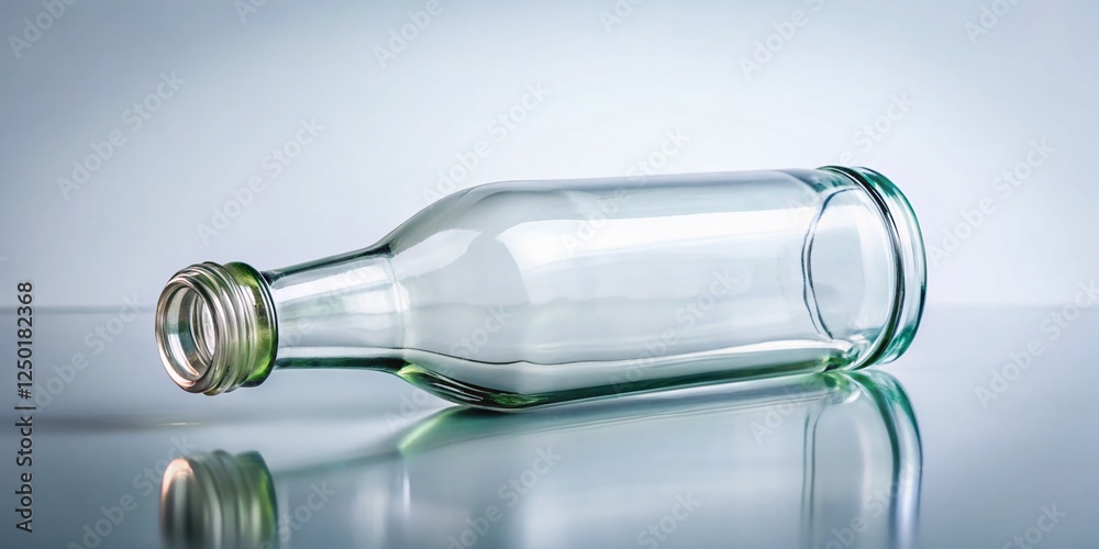 Fototapeta premium Empty Glass Bottle Mockup on White Background - Product Photography