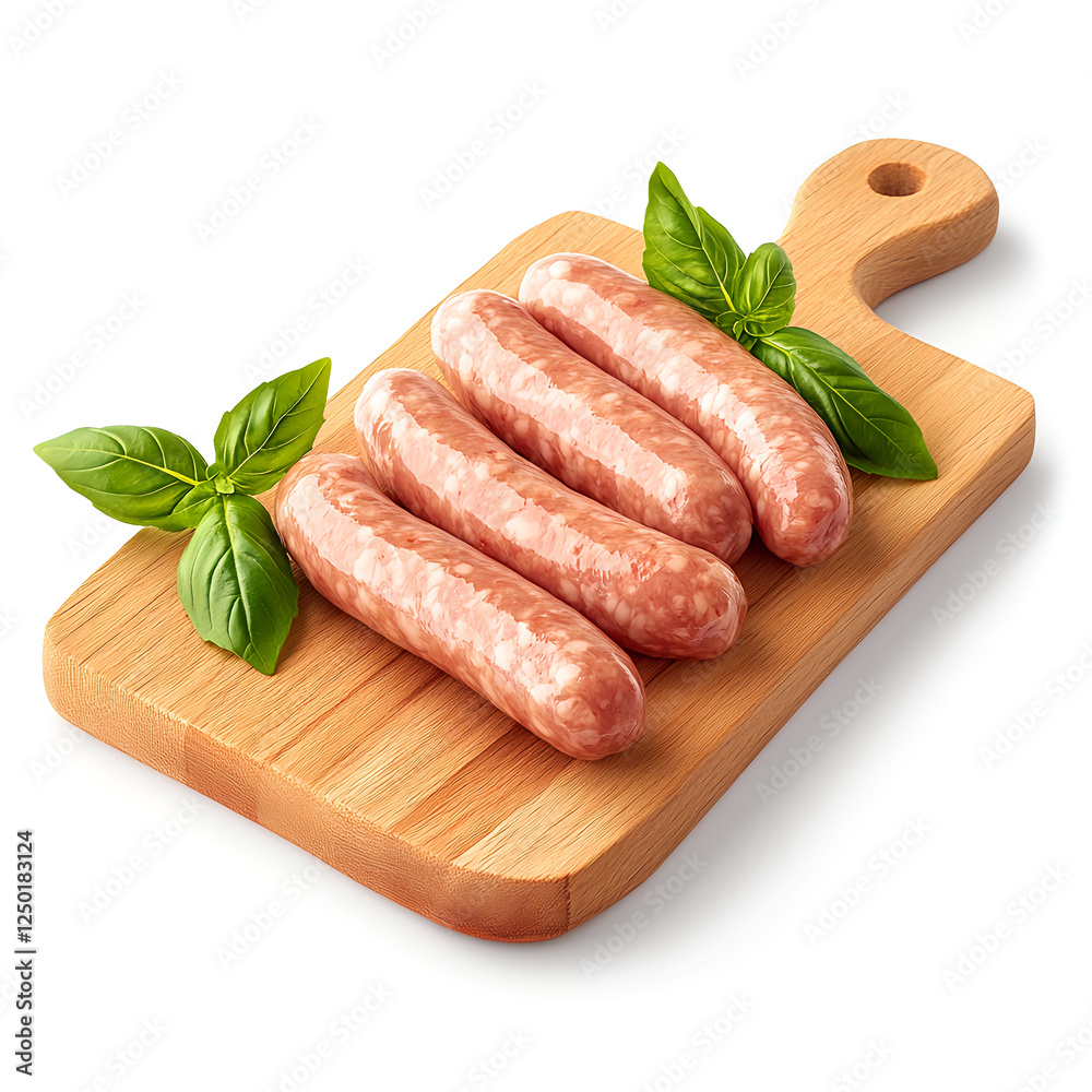 Pancetta Sausages with Basil, isolated on a white background, PNG image. Pancetta Sausages with Basil, isolated on a white background, PNG image.