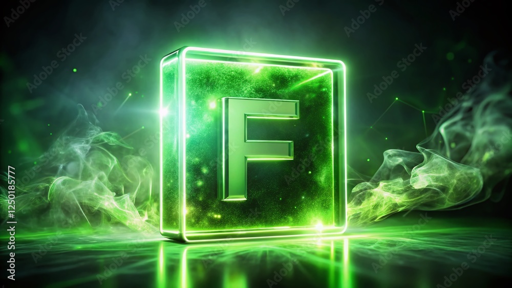 Obraz premium Fluorine F Chemical Element Symbol - Science Education Stock Photo