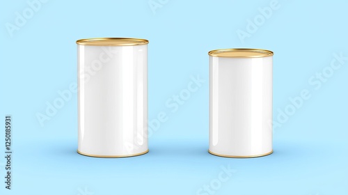 Wallpaper Mural Tapered Edge Cans in Various Sizes Against a Simple Blue Background Torontodigital.ca