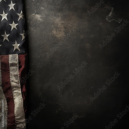 American flag draped on dark stone background (1) photo