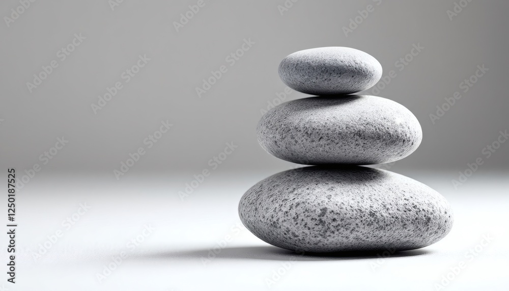 Tranquil Balance, Three Smooth Stones in Minimalist Harmony Tranquil Balance, Three Smooth Stones in Minimalist Harmony