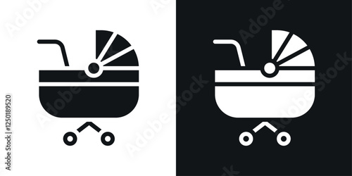 Baby carriage icons set vectors black and colored style