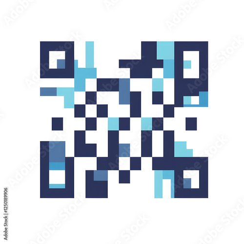 Innovative, Artistic Depiction of a Modern, Geometric QR Code Design in Blue Hues