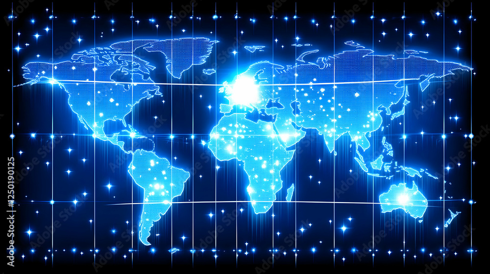 Global network, data flow, digital map, bright background, tech presentation Global network, data flow, digital map, bright background, tech presentation