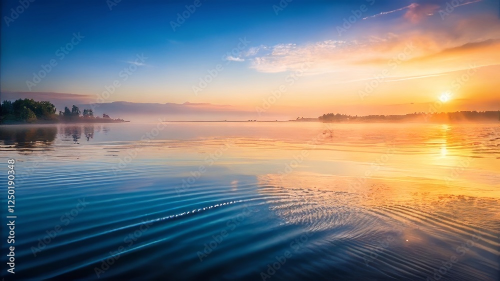 Serene Sunrise Over Calm Waters with Gentle Ripples and Soft Sky Serene Sunrise Over Calm Waters with Gentle Ripples and Soft Sky