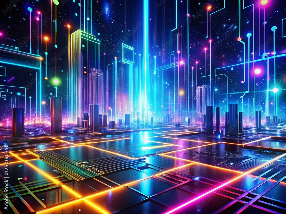 Futuristic Tech Operations: Dazzling Digital Backdrop for Product Photography Futuristic Tech Operations: Dazzling Digital Backdrop for Product Photography