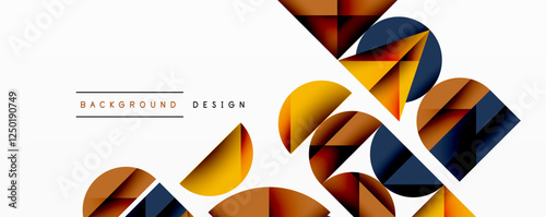 Abstract geometric pattern with intersecting circles and triangles in gradients. The high-contrast composition creates depth and a dynamic, modern aesthetic