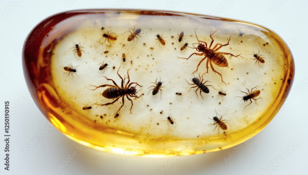 Translucent Amber with Fossilized Insects Captured in Time Translucent Amber with Fossilized Insects Captured in Time