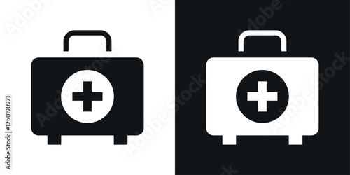 Doctor bag icons set vectors black and colored style