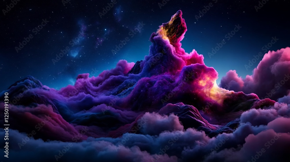 Fototapeta premium Cosmic Cloudscape: A Nighttime Fantasy