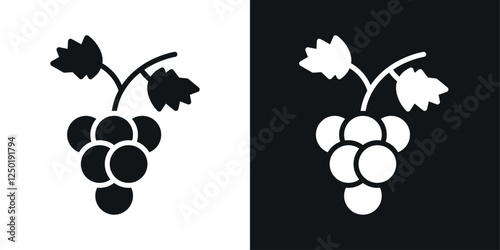 Grape icons set vectors black and colored style