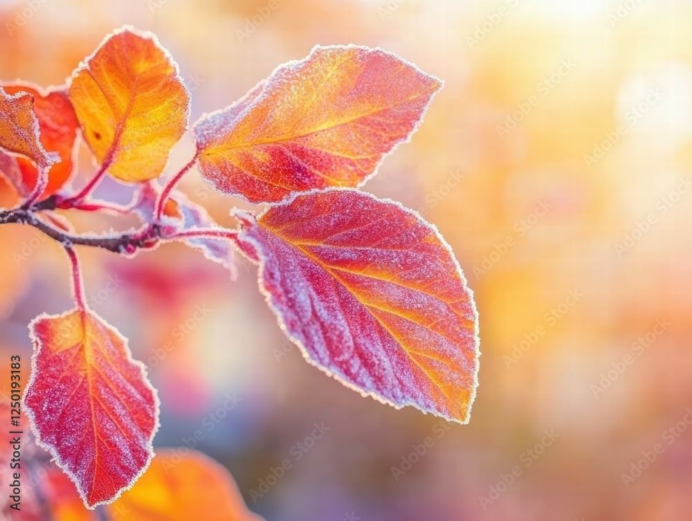 Vibrant Close-up of Frosty Autumn Leaves on a Crisp Morning Vibrant Close-up of Frosty Autumn Leaves on a Crisp Morning