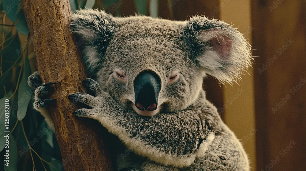 Obraz premium eucalyptus tree with koalas resting on its branches, showcasing its importance in wildlife habitats Eucalyptus tree benefits 