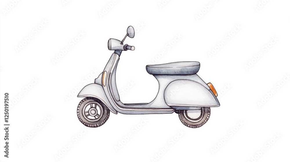 Fototapeta premium Classic scooter illustration showcasing a side view, emphasizing its design and simplicity