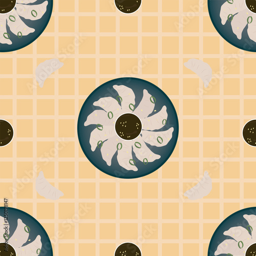 Dumpling Food Pattern Illustration