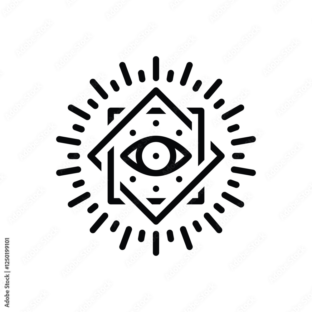 Black line icon for eye of providence Black line icon for eye of providence
