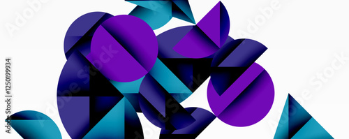 Abstract geometric pattern with intersecting circles and triangles in gradients. The high-contrast composition creates depth and a dynamic, modern aesthetic