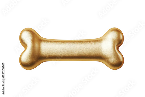 A realistic golden bone toy designed for dogs, showcasing a shiny and durable surface ideal for playful pets. photo