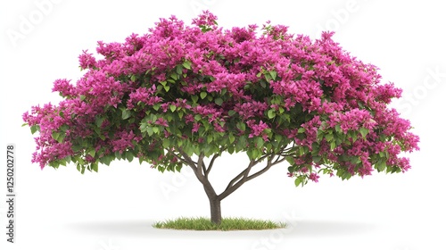 Pink Bougainvillea Tree Isolated on White Background photo