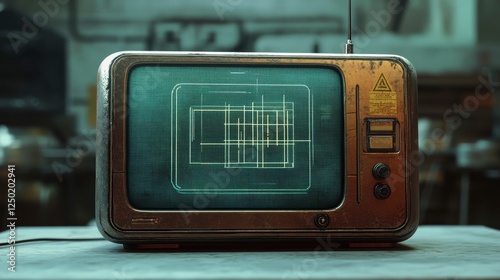 Vintage old radio resting on green grass