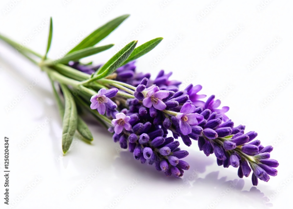 Naklejka premium Isolated Lavender Sprig on White, Perfect for Design Projects & Branding