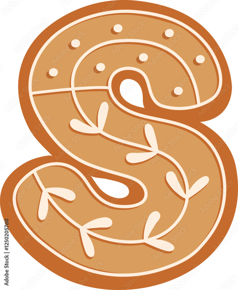 Gingerbread Biscuit Leaf Alphabet S Letter Cartoon Gingerbread Biscuit Leaf Alphabet S Letter Cartoon